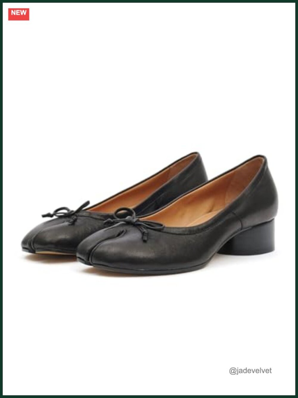Faux Leather Split Toe Ballet Heels Women's Chunky Low Heel Pumps Office Party